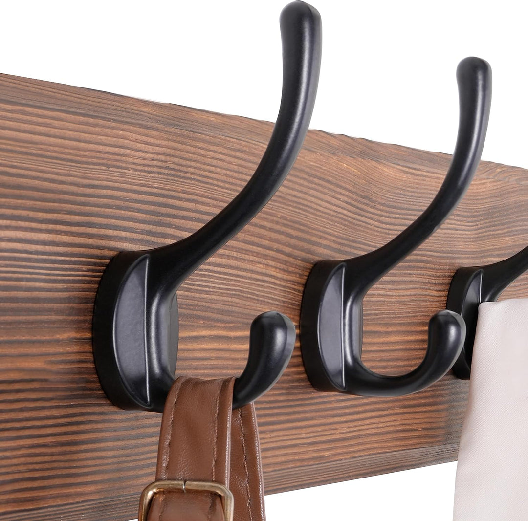 SKOLOO Garderobenleiste Holz Braun, 98 cm langer, hölzerner Kleiderhaken Wand, Rustikaler Stil, Stab