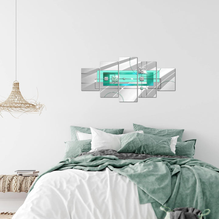 Runa Art Wandbilder Abstrakt 5 Teilig Bild auf Vlies Leinwand Deko Wohnzimmer Schlafzimmer Ornamente