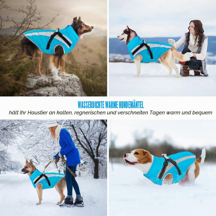 Wasserdichter Hundemäntelmit Geschirr Winter Warme Hundejacke Winddichte Haustier Kleidung Schneeanz