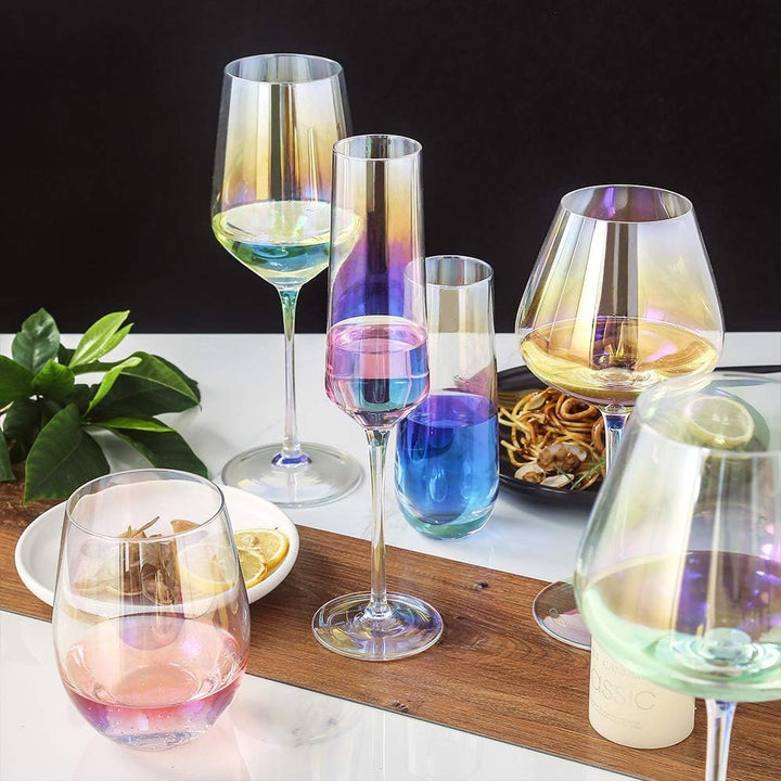 Yimi bunte Kristall-Champagnergläser, 2 Stück, 100% bleifrei, Premium-Champagnergläser, handgeblasen