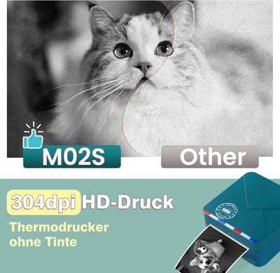 Omezizy Mini Drucker für Smartphone, M02S Mini Sticker Drucker, Bluetooth Thermodrucker, Mini Fotodr