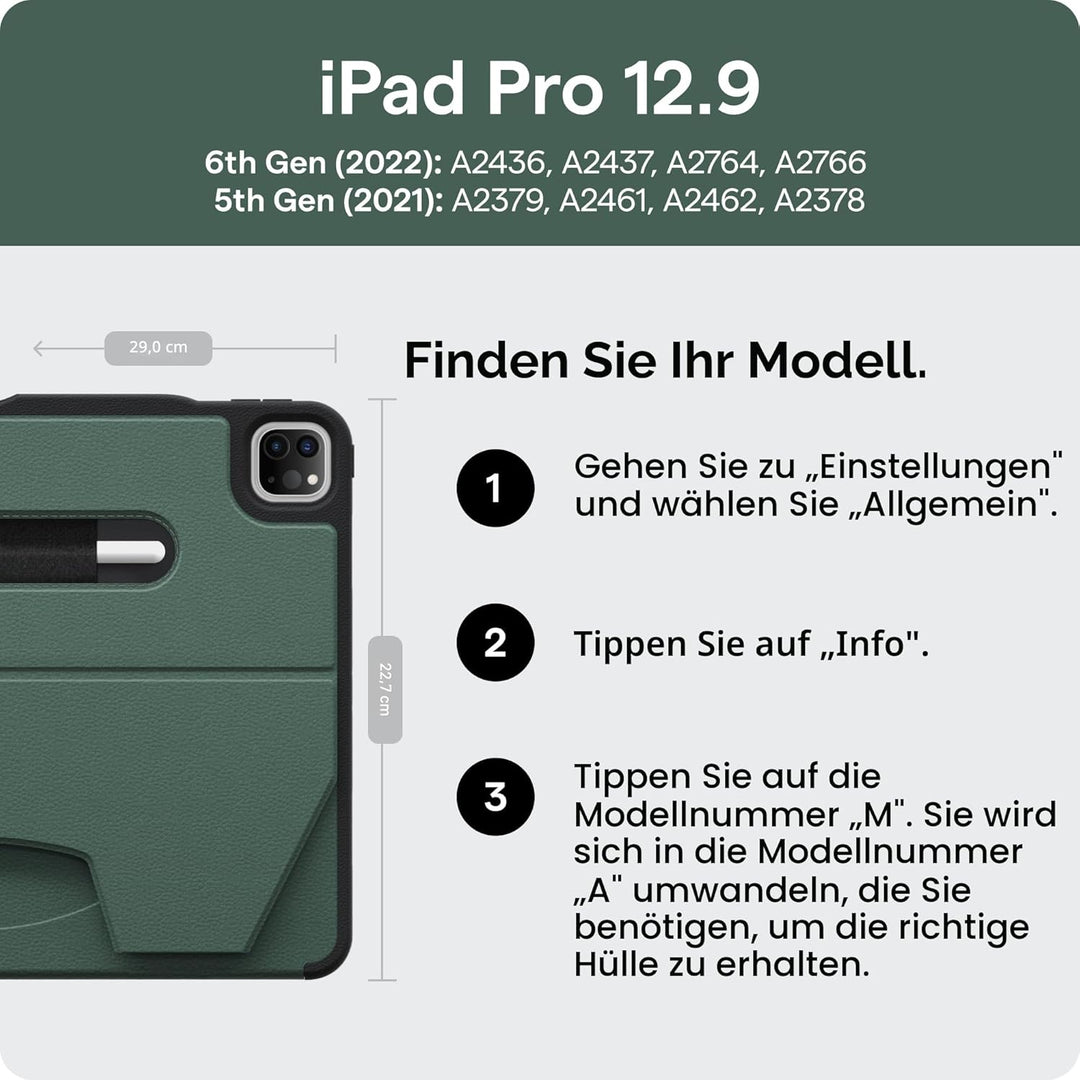 ZUGU iPad Pro 12.9 Hülle 2021 5. Generation, schlanke Schutzhülle 10 Winkel-Ständer magnetisch, Aufl