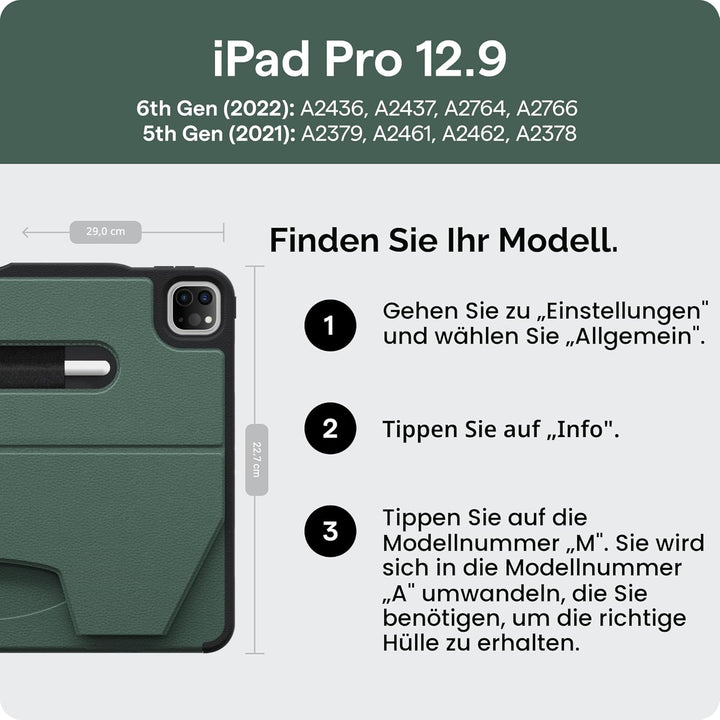 ZUGU iPad Pro 12.9 Hülle 2021 5. Generation, schlanke Schutzhülle 10 Winkel-Ständer magnetisch, Aufl