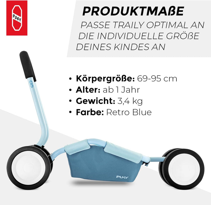 PUKY TRAILY | 3-in-1 Vielseitiges Spielerlebnis | Lauflernwagen für Sicherheit &amp; Entwicklung | Für I