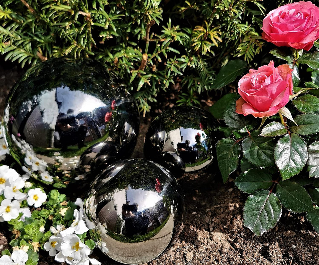 Dekokugel schwarz poliert 3er Set 15-10-10 cm aus Edelstahl Kugel Dekorationskugel Gartenkugel