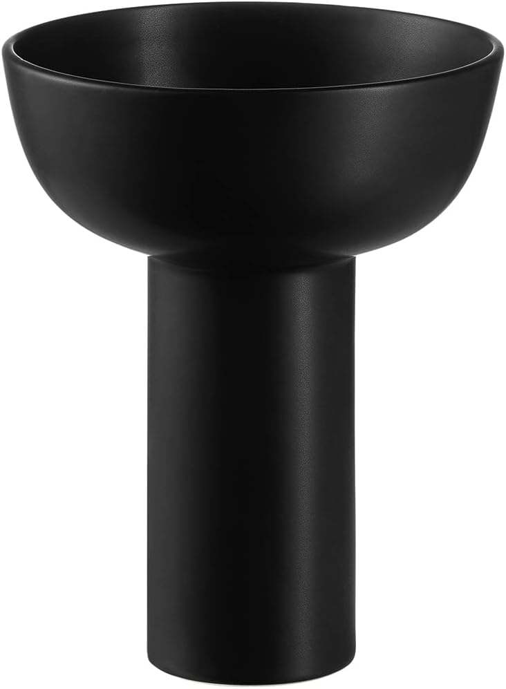 blomus Vase MIYABI | Blumenvase aus Steingut Schwarz | Dekovase Farbe Black | Grösse L | Ø17 x 21H c
