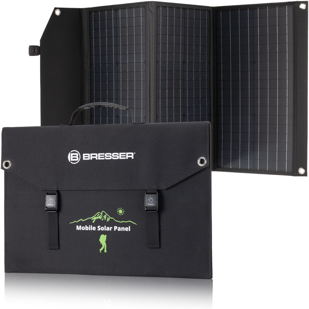 Bresser Solar Ladegerät 90W mit 1x DC- und 3x USB-A-Anschlüssen inkl. USB-A-Buchse mit QC3.0 zur Sch