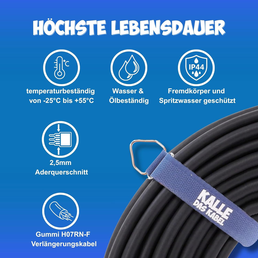 KALLE DAS KABEL CEE-Verlängerungskabel Winkelkupplung Campingkabel Wohnmobil-Kabel Caravan-Leitung H