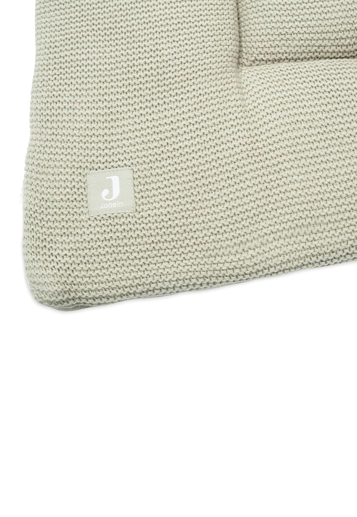 Jollein Krabbeldecke für Baby - Basic Knit, Olive Green - Laufgittereinlage - 75x95 cm - Strickmuste
