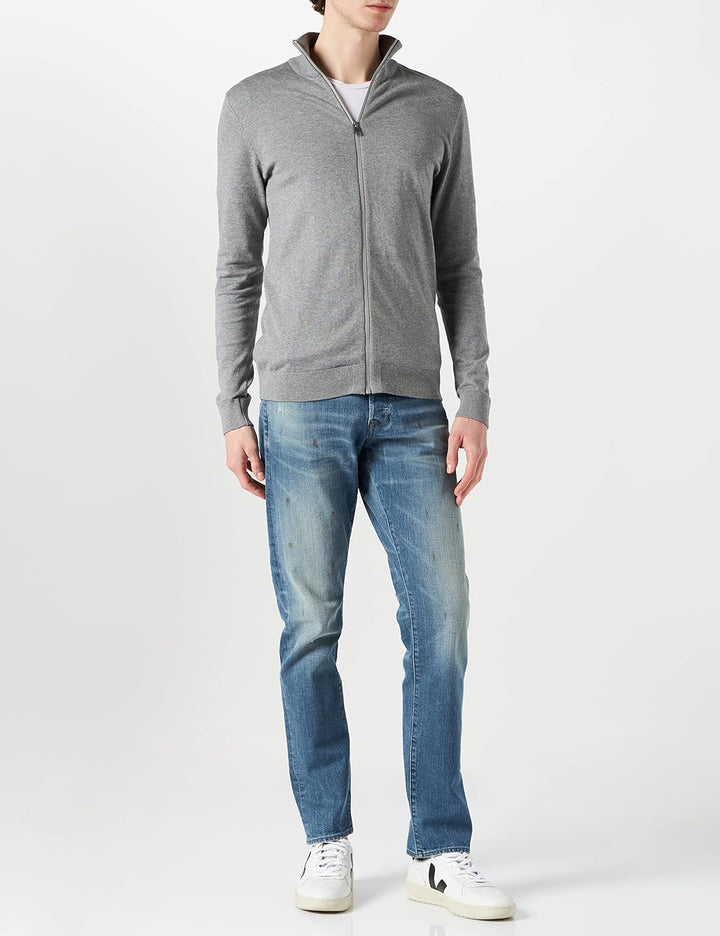 Selected Homme Male Strickjacke Zip-up S Grau (Medium Grey Melange), S Grau (Medium Grey Melange)