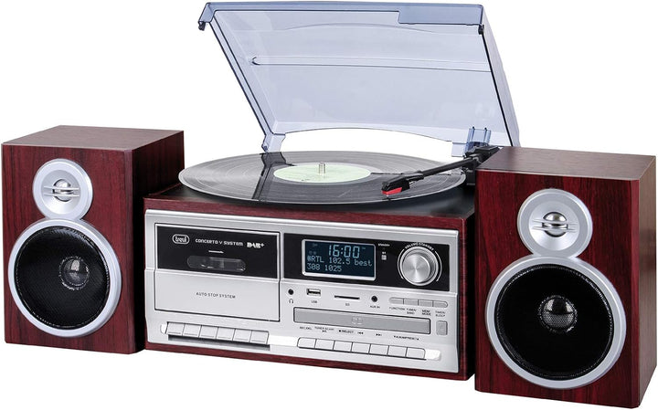 Trevi TT 1072 DAB Bluetooth-Stereo-Plattenspieler mit digitalem DAB/DAB+-Empfänger, Encoding-Funktio