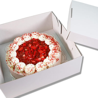 100 Tortenkartons 32x32x12cm 2teilig | Kuchen Transportbox aus Pappe für Torten und Kuchen | Praktis