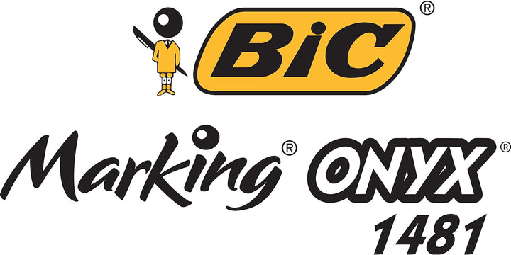 BIC Marking Onyx Permanent Marker, Wasserfester Stift, in Blau, 12er Pack, mit Keilspitze, Strichstä