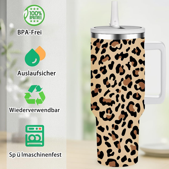 Thermobecher Auslaufsicher,40oz Edelstahl Kaffeebecher to go isoliert mit Strohhalm,Reisebecher 100%