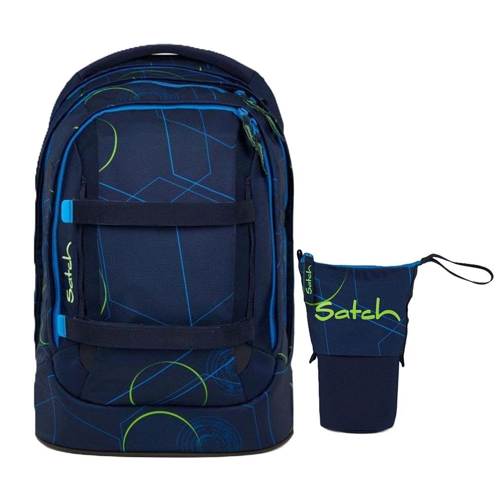 Satch Pack Schulrucksack Set 2tlg. inkl. Pencil Slider (Blue Tech), Blue Tech
