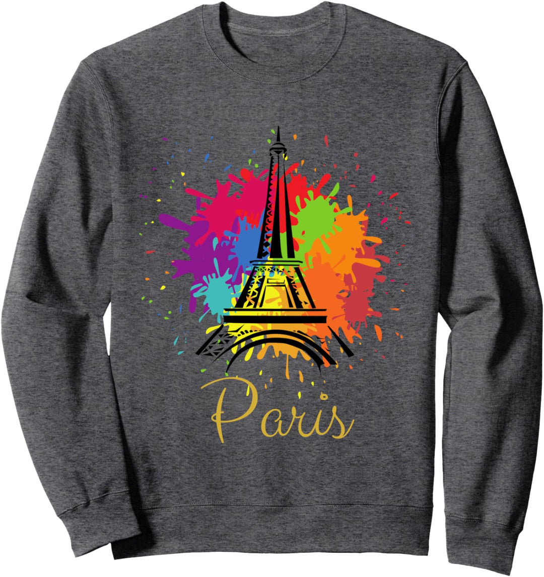Bunter Farben-Hintergrund auf Eiffelturm - Paris Sweatshirt