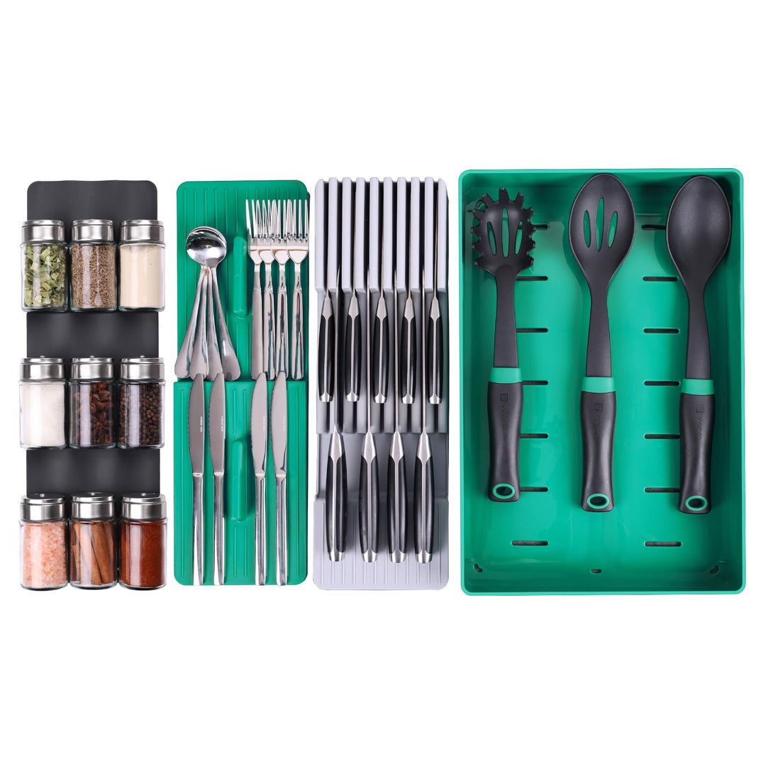 Linoroao Messerhalter Schublade, Platzsparendes, Abnehmbares Design für Messer, Besteck, Gewürze und