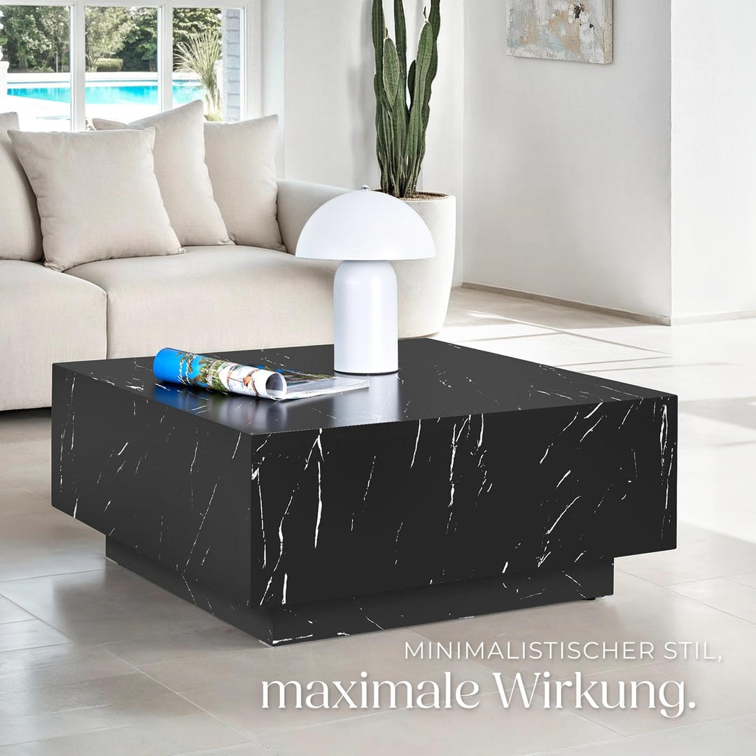 tectake® Couch Tisch, Room Decor in Marmor Optik, Tisch Wohnzimmer, moderner Couchtisch, Beistelltis