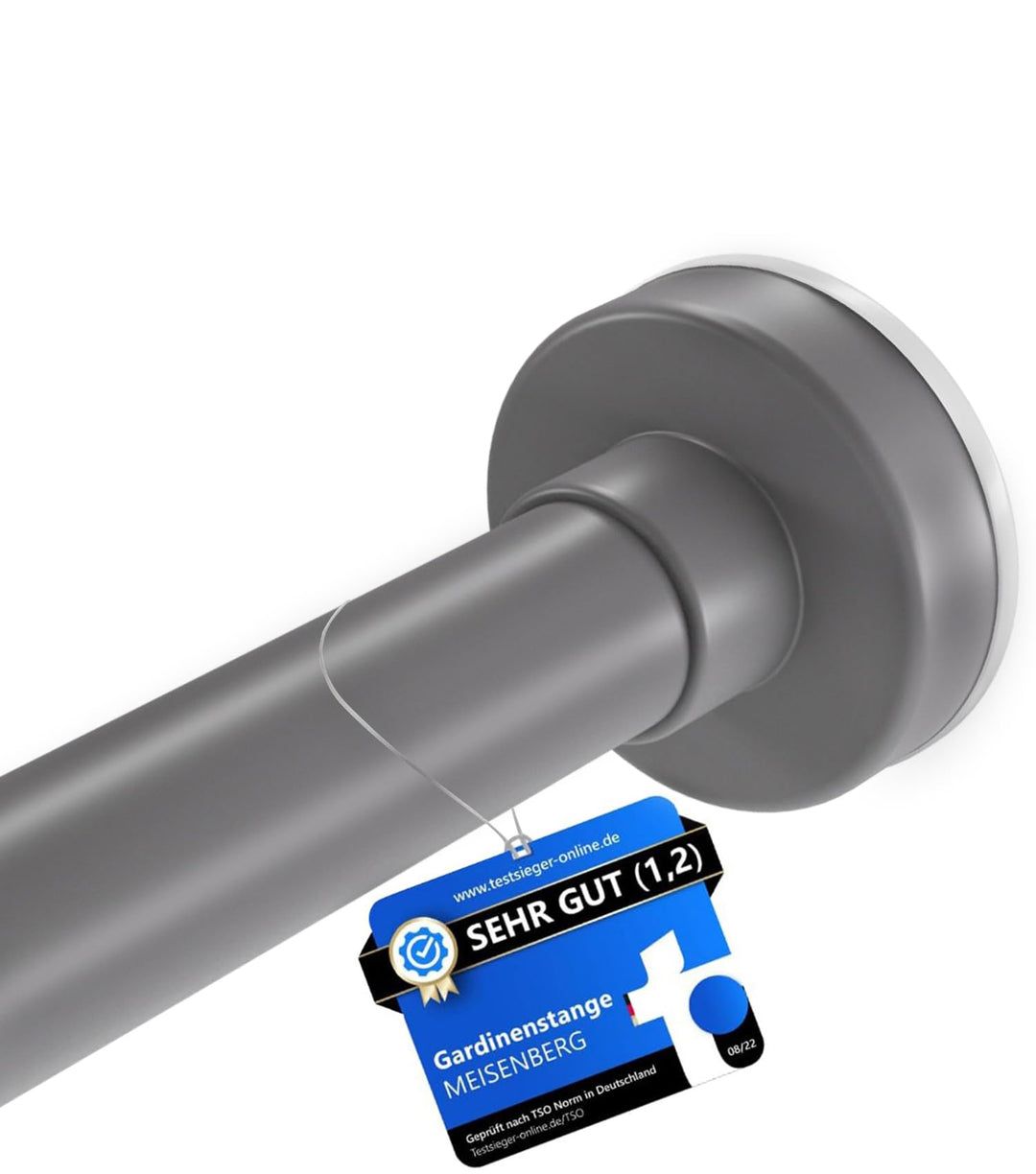 Stange zum Klemmen - Grau, Ø 25 mm, 1Stück - Duschstange ohne Bohren - Klemmstange für Gardinen - Mu
