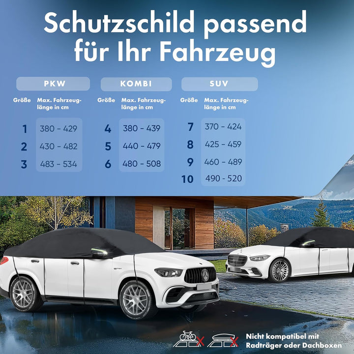 Walser Abdeckplane Auto All-Weather, Wasserdichte Autoabdeckung, 100% Wetterfeste Halbgarage, Autoab
