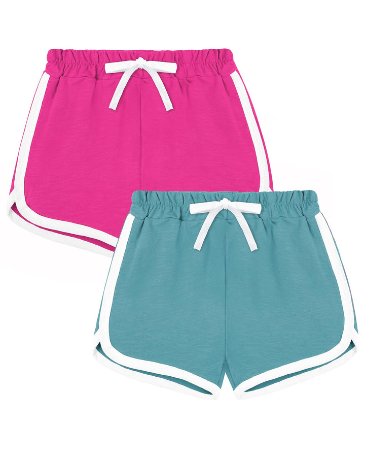KEREDA Kurze Hose Mädchen Shorts Kinder Sporthose Sommer Turnhose Radlerhose 7-12 Jahre 2/3er-Pack 8