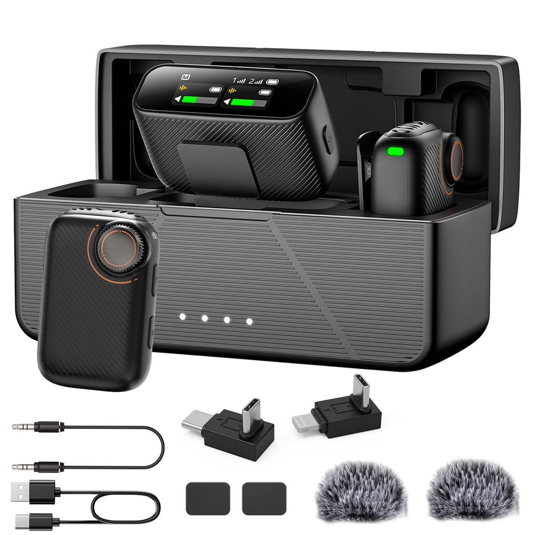 kabelloses Lavalier Mikrofon für iPhone/Android/Kamera, 48kHz/24bit Hi-Fi Audio, 250 m Reichweite, B