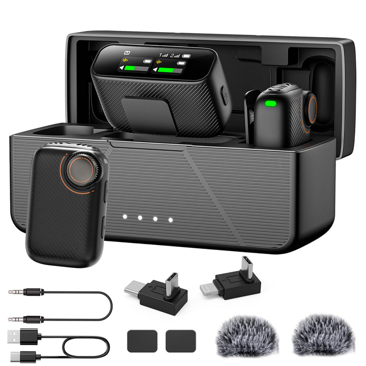 kabelloses Lavalier Mikrofon für iPhone/Android/Kamera, 48kHz/24bit Hi-Fi Audio, 250 m Reichweite, B