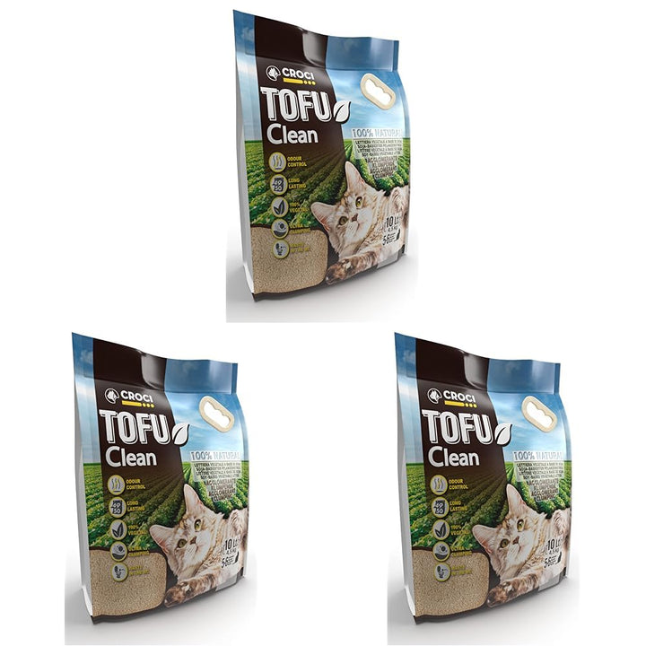 Croci Tofu Clean Litter 10 l – klumpende Katzenstreu, biologisch abbaubar, spült in der Toilette, 10