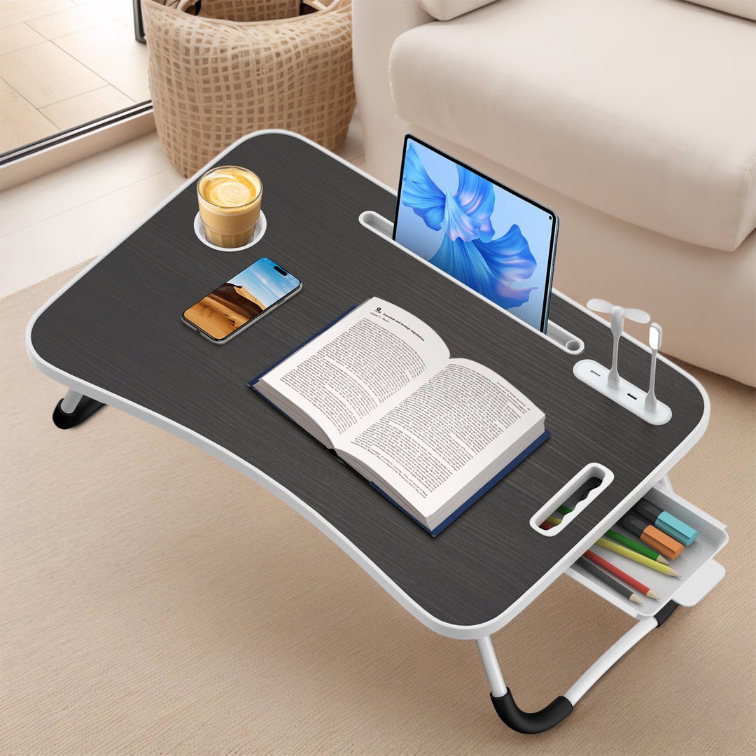 WoRaum Klappbarer Laptop-Schreibtisch 60x40cm – Leichter, Multifunktionaler Bett Schreibtisch mit Ka