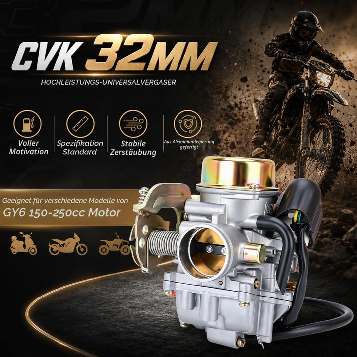 JFG RACING CVK32MM CVK 32 mm Vergaser – Universal Power Jet Vergaser für Motorräder, ATV, UTV Scoote