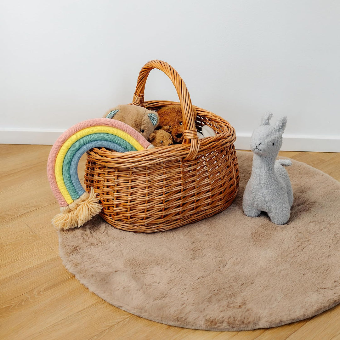 Creative Home Grosser Picknickkorb Weidenkorb mit Henkel Einkaufskorb | 43 x 33 x 40 cm | Pilzkorb N