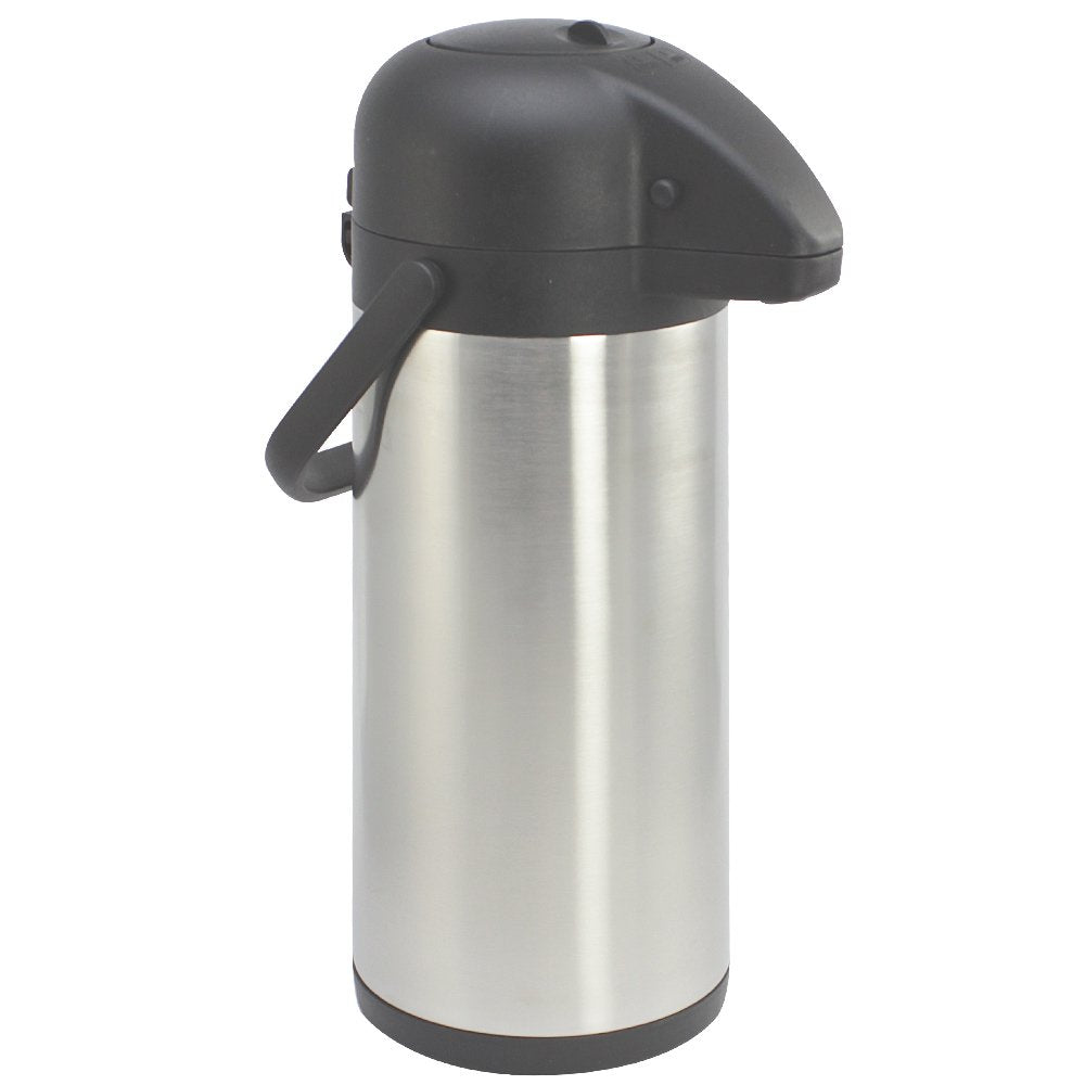 com-four® 3L Isolier-Pumpkanne - 3 Liter Airpot aus Edelstahl - Doppelwandige Isolierkanne mit Pumpm