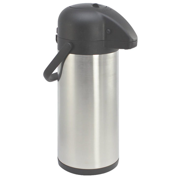 com-four® 3L Isolier-Pumpkanne - 3 Liter Airpot aus Edelstahl - Doppelwandige Isolierkanne mit Pumpm