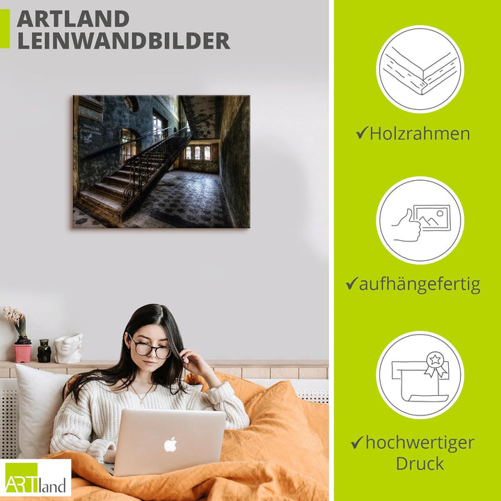 ARTland Leinwandbilder Wandbild Bild auf Leinwand 80x60 cm Wanddeko Lost Places Ruinen Architektur G