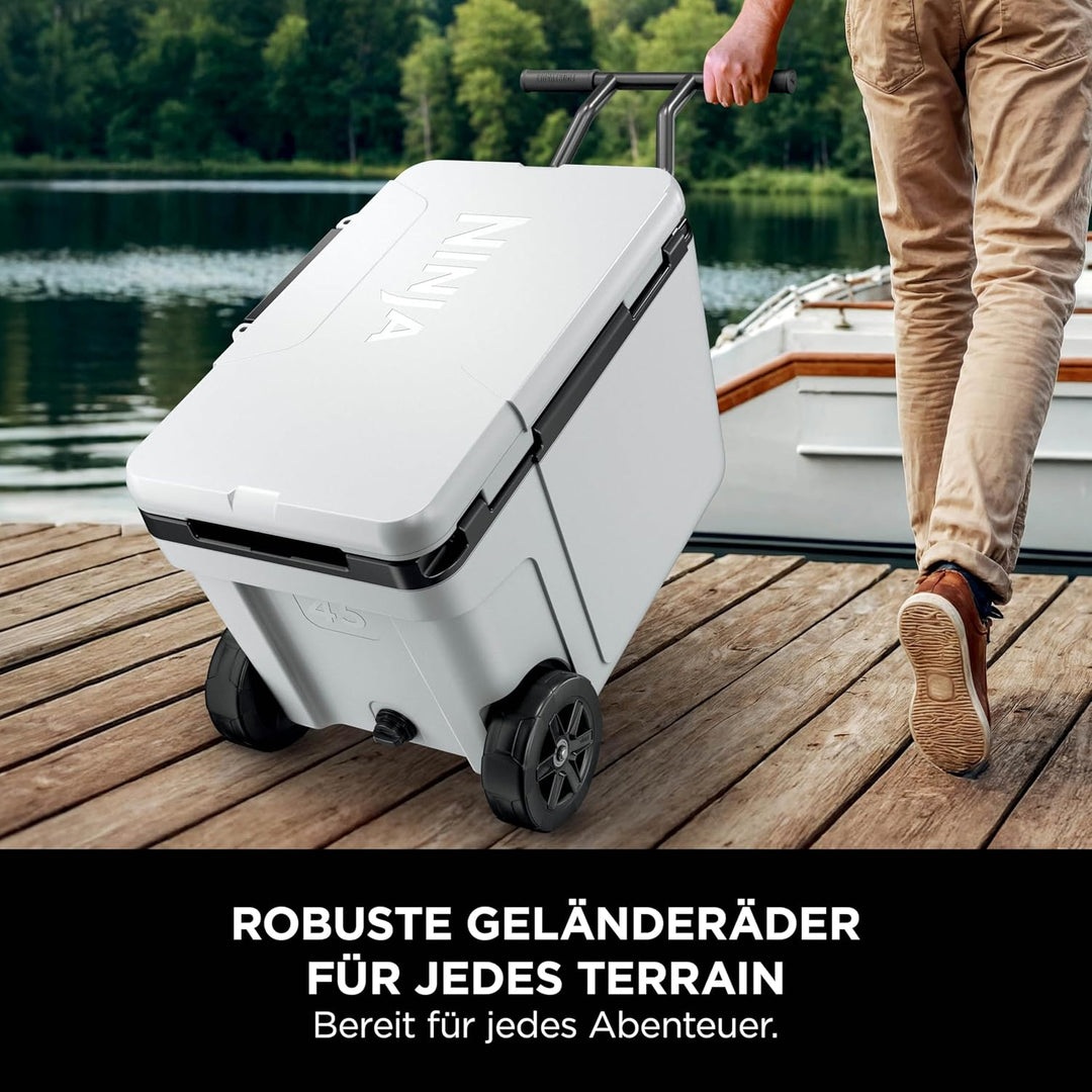 Ninja FrostVault Kühlbox mit Rollen und Isolierung, integrierter Dry Zone Schublade für Lagerung bei