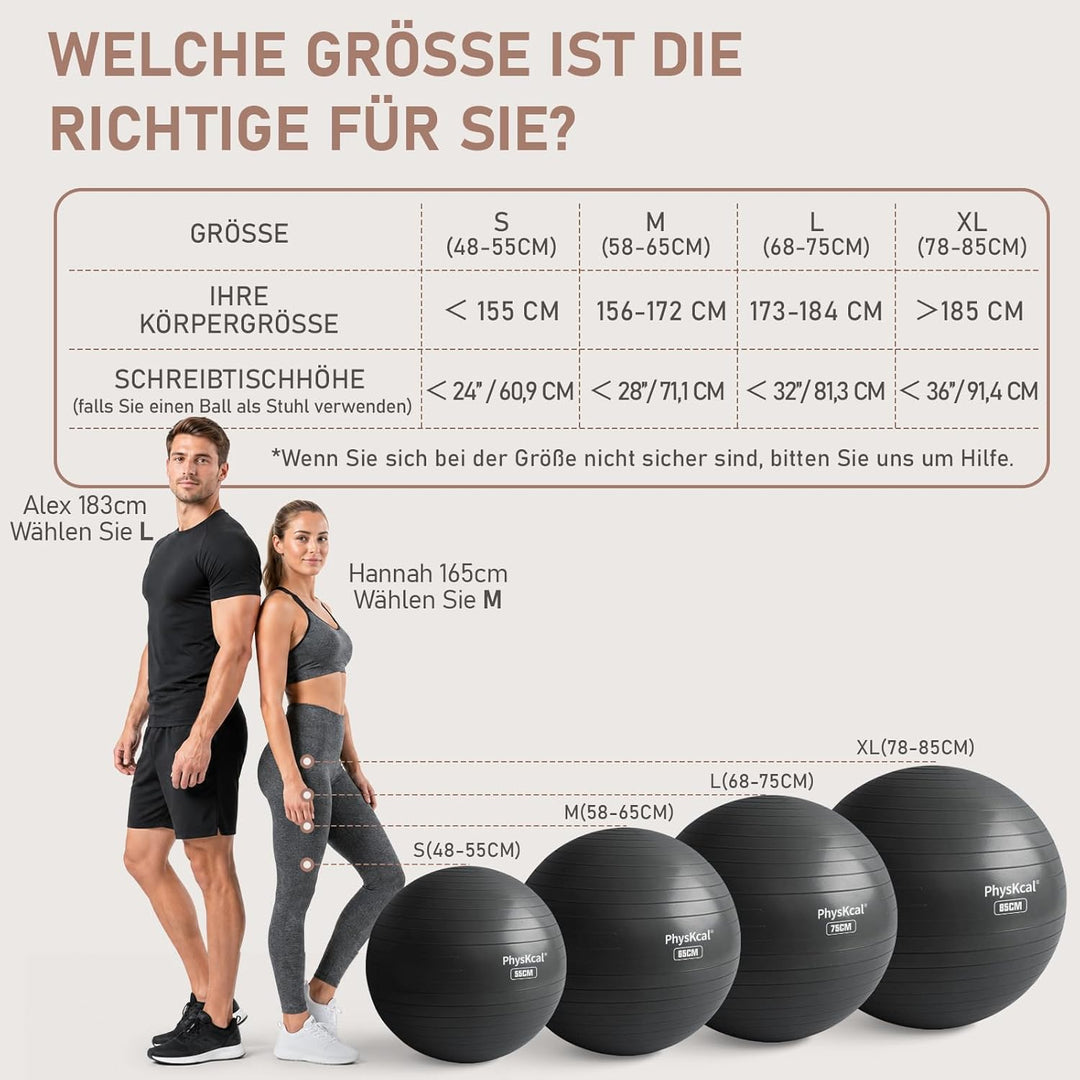 Gymnastikball und 23 cm Pilatesball Set, Anti Burst Gymnastikball, Anti-Rutsch-Sitzball, Balanceball