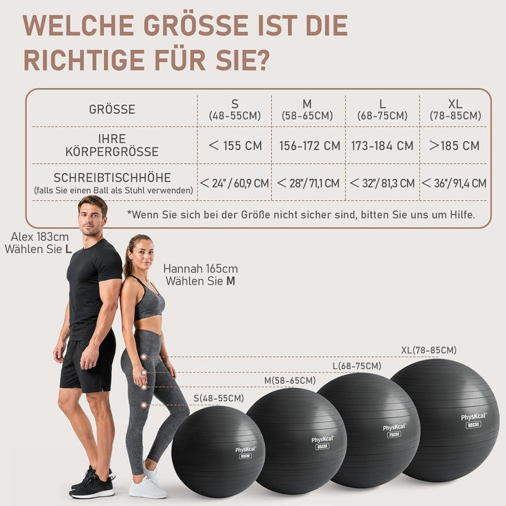 Gymnastikball und 23 cm Pilatesball Set, Anti Burst Gymnastikball, Anti-Rutsch-Sitzball, Balanceball