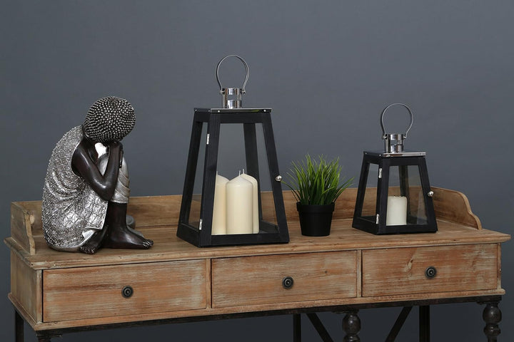 Contemporary Design Premier Housewares Laterne Regents Park – Schwarz, Holz, schwarz, 26 x 17 x 17 c