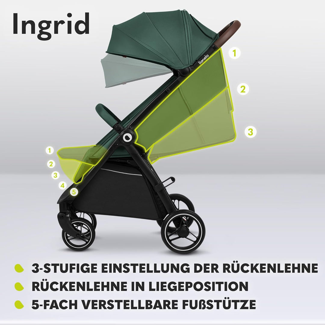 LIONELO INGRID Kinderwagen bis 22 kg von 6 Monaten bis 4 Jahren Grosse 360° schwenkbare Räder Volle
