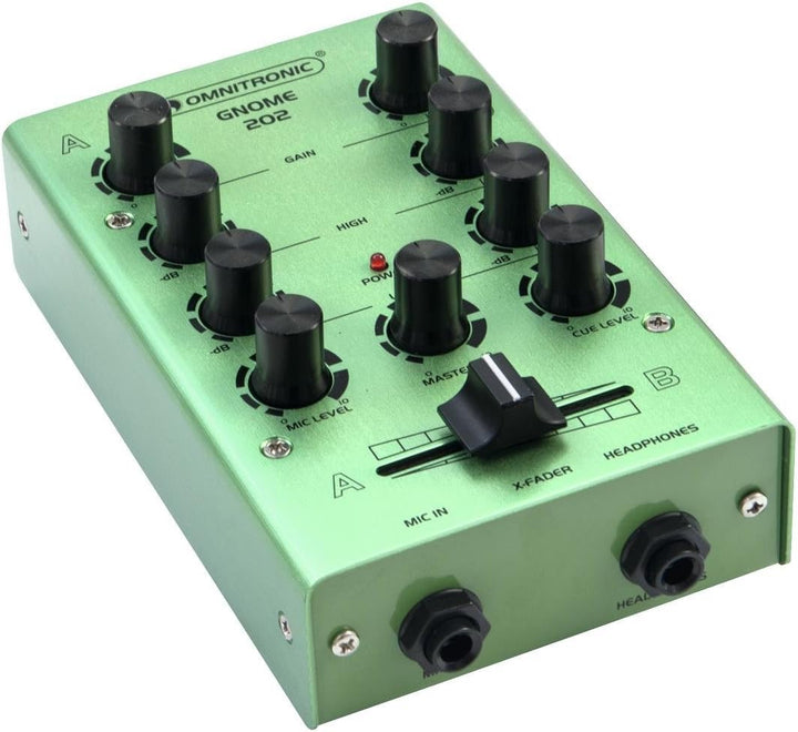 OMNITRONIC GNOME-202 Mini-Mixer grün | 2-Kanal-DJ-Mixer im Miniaturformat | Extrem leichter und komp