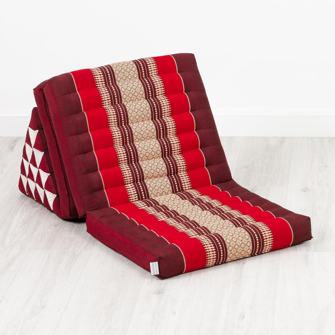 livasia Thaikissen 3 Auflagen extrahoch - 185x55x8cm - Dreieckskissen mit Klappmatratze, Kapok, Jumb