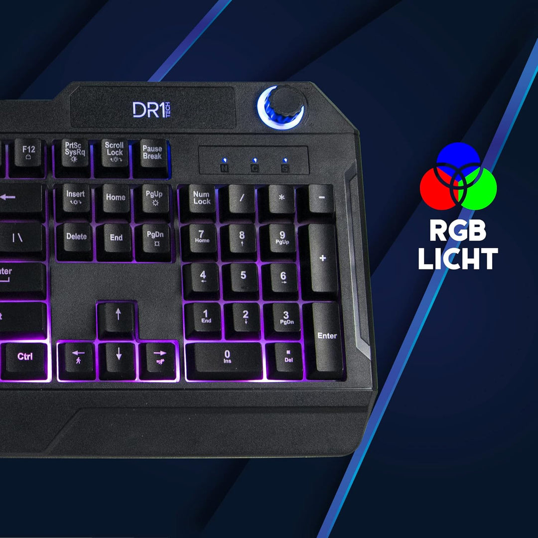 DR1TECH Wasp RGB Gaming Tastatur Für PC/PS4 Mit LED Hintergrundbeleuchtung - 104 Tasten Mit 26-Taste