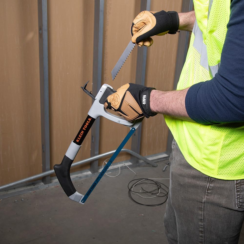 Bügelsägenrahmen mit 24 TPI Bügelsäge und Säbelsägeblättern, einstellbare Spannung bis 30.000 PSI Kl
