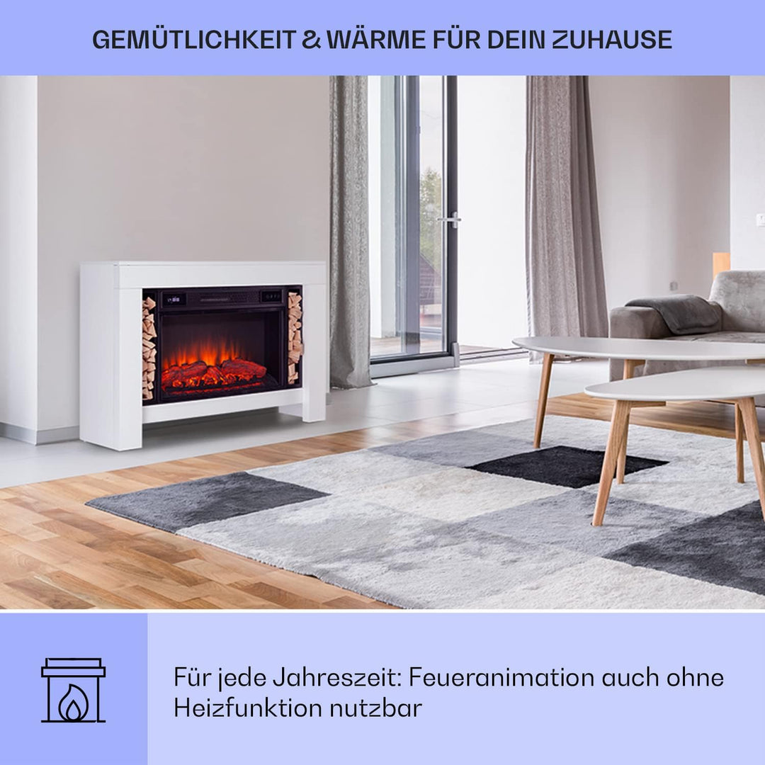 Klarstein Elektrokamin mit Heizung und Kaminfeuer, 1900W Sparsamer Elektrischer Kamin mit LED Flamme