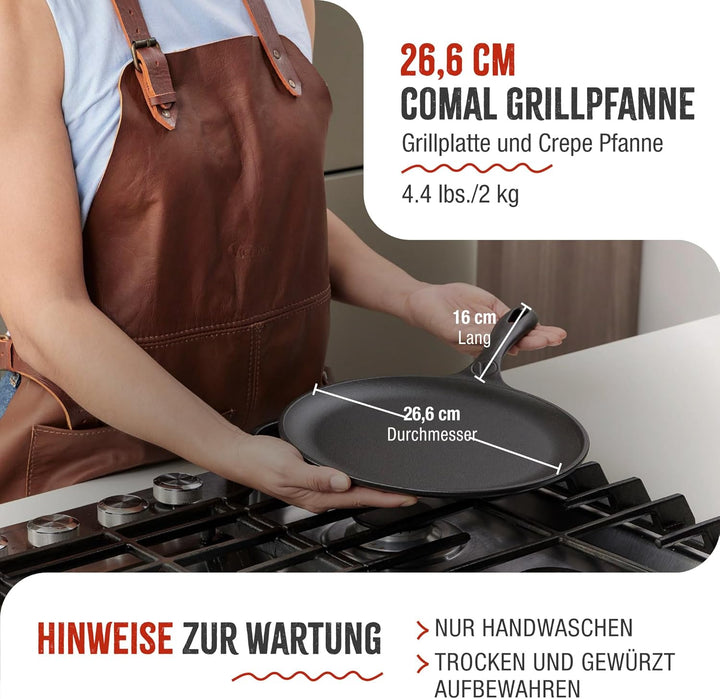Victoria Comal Pizza-Pfanne aus Gusseisen, rund, 26,7 cm 10.5", 10.5"