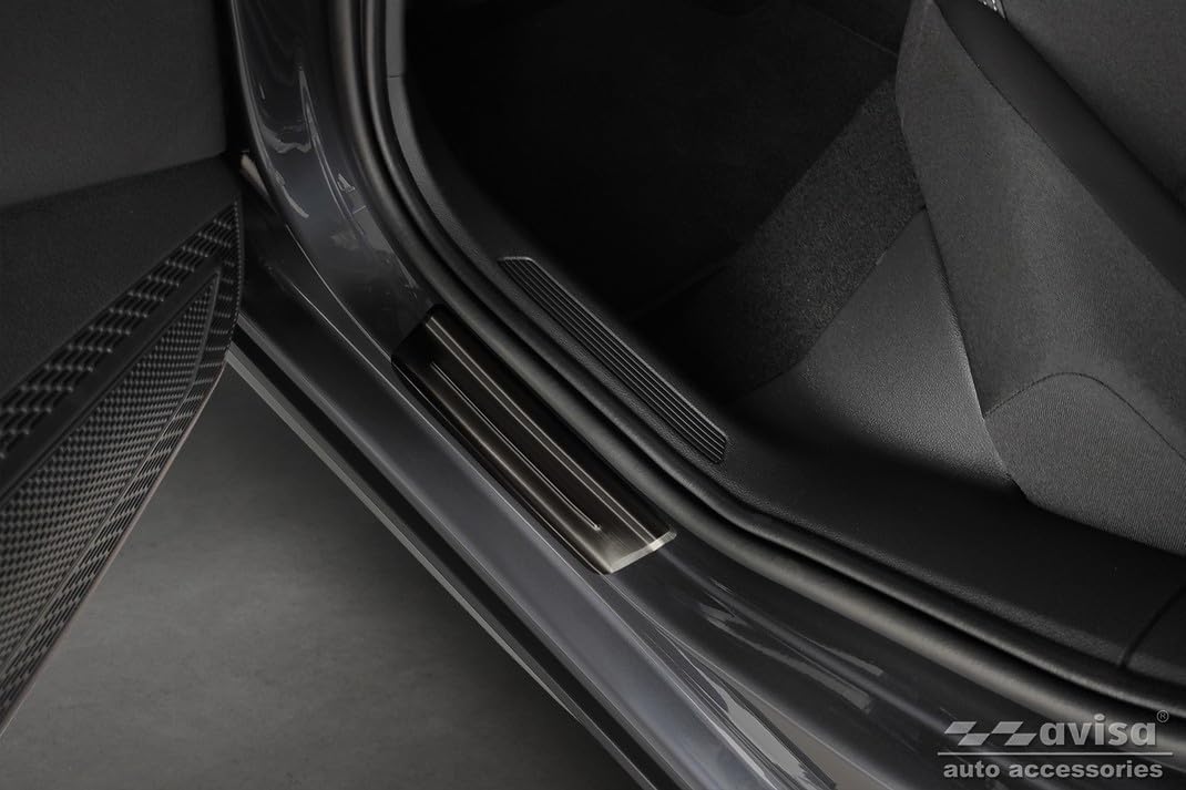 Black Inox door sill protectors compatible with Volkswagen Taigo 2021- 'Exclusive Edition' - 4-piece