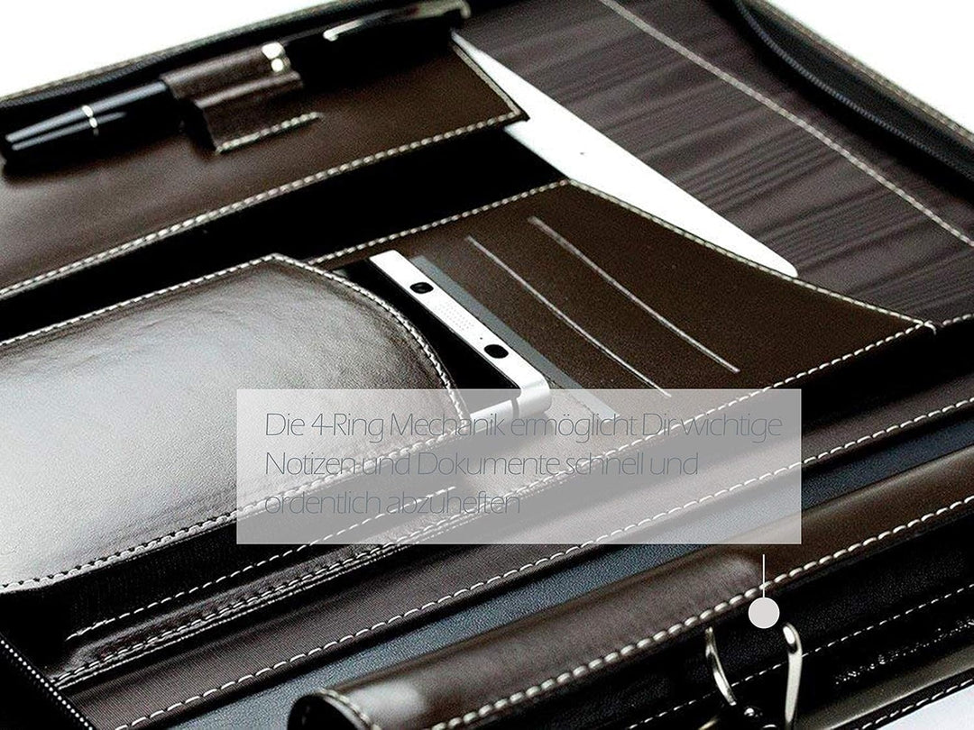 DELMON VARONE - Personalisierbare Tablet &amp; Smartphone Schreibmappe DIN A4 XXL Cambridge Top Grain Le