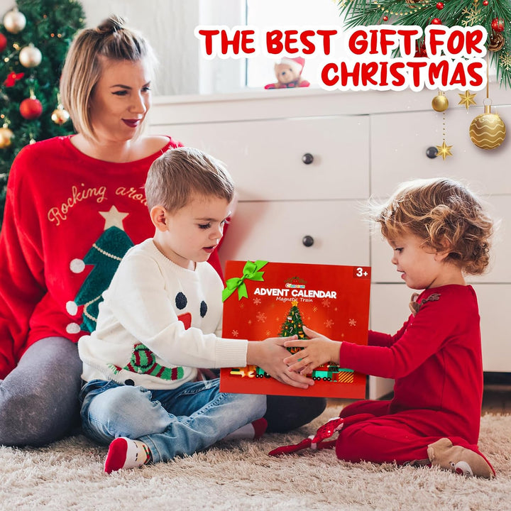 Adventskalender 2024 für Kinder, Commodum 24 Tage Weihnachten Adventskalender Countdown, Holz Eisenb