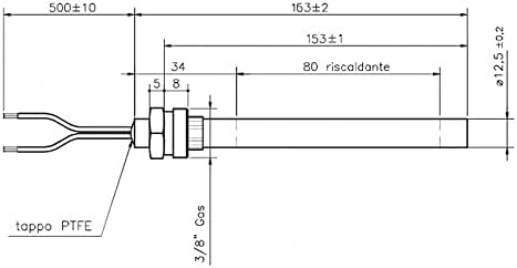 Zündkerze D.12,5 - L 163 mm - 330 W für Pelletofen Pyros, Naturaline, Whitfield