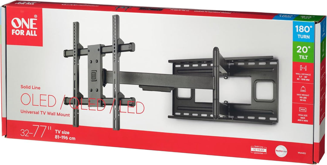 One for All voll bewegliche TV-Wandhalterung (WM4453) Black-1 Pcs, Black-1 Pcs